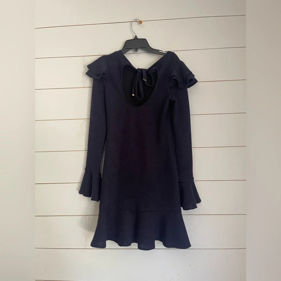 Saylor x Free People Blue Chase Knit Mini Ruffle Sweater Dress Size x-Small - Picture 5 of 10